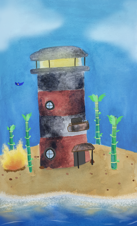 A painting I did for my dad this fathers day.This a lighthouse we made in our minecraft world. 