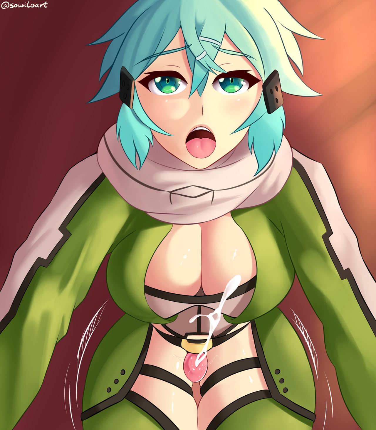 sowiro:  Sinon thighjob commission. I held onto this for a long time, but I couldn’t