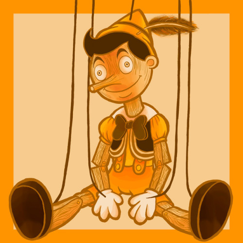 This time I wanted to draw an element, wood, so Pinnochio came out. I aimed for a creepy version, wh