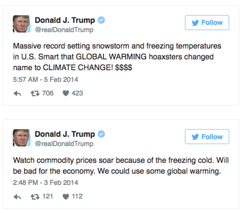 the-future-now: Here are all 53 times Trump tweeted climate change is fake because it’s cold o
