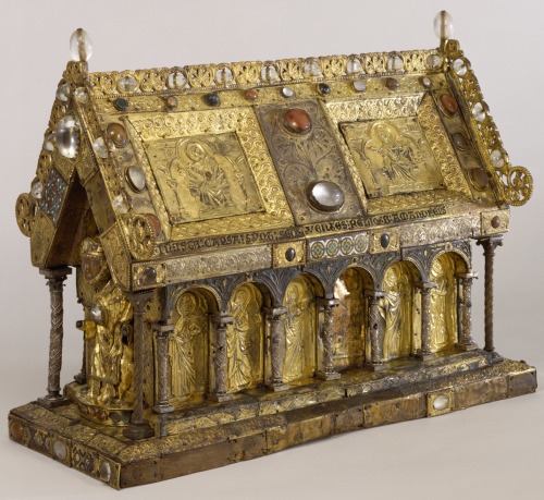 medievalvisions: Shrine of Saint Amandus, 13th Century.  This large, church-shaped shrine once 