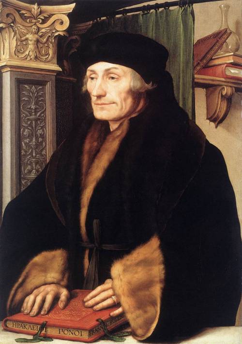 artist-holbein: Portrait of Erasmus of Rotterdam, 1523, Hans Holbein the YoungerMedium: oil,panel,te