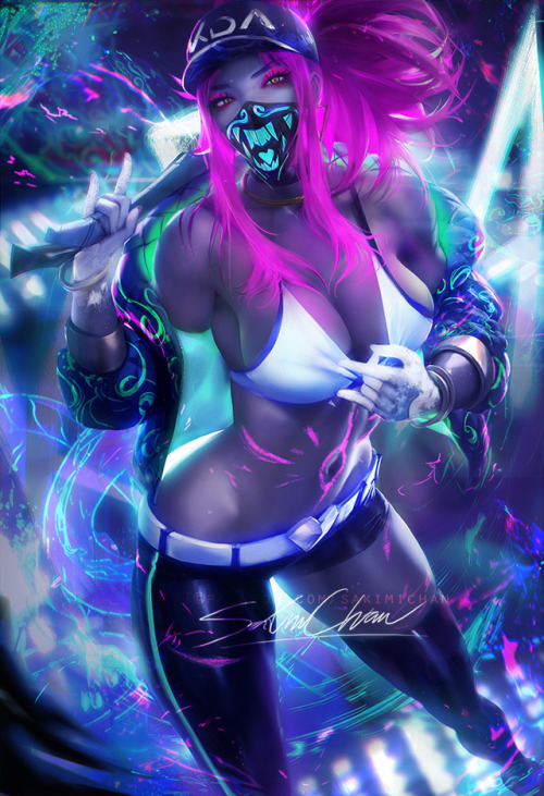 sakimichan: Continuing off of the K/DA series : #KDAAkali ! I did a few variation  for her :3 going for a cool/sexy vibe.  sfw/nsfw psd,hd jpg, video  process etc-https://www.patreon.com/posts/22856797  