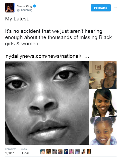 black-to-the-bones:Can you name a single missing black girl in America? I know you