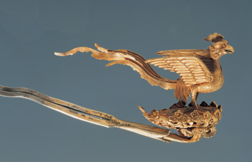 animus-inviolabilis: Gilded-silver Hairpin in the Shape of a Phoenix Liao Dynasty (907 - 1279)