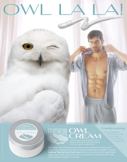 liartownusa:  Featheur® Owl Cream Ad 