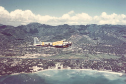 usaac-official:  An SB-17G in flight near Diamond Head, Oahu, late 1940s