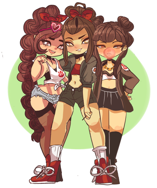mskneesocks:  modernish firenation girl gang because i love themthanks for joining me in the stream!! ; w; <3