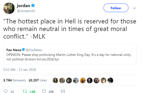 usernamegameon100:“stop politicizing Martin Luther King Day”