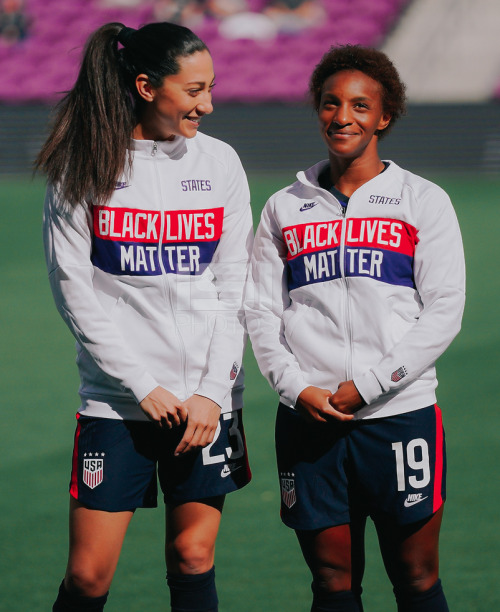 rookieforlife:Christen Press, Crystal Dunn | USA v Brazil | SheBelieves Cup 2021 Source: ISI Photos