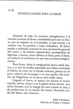 Manual de instrucciones para quienes nos cuesta llorar. (Sólo sirve para el inicio)