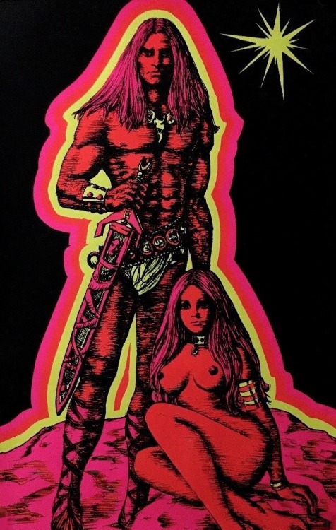 atomic-chronoscaph:Barbarians Blacklight Poster (1970s)