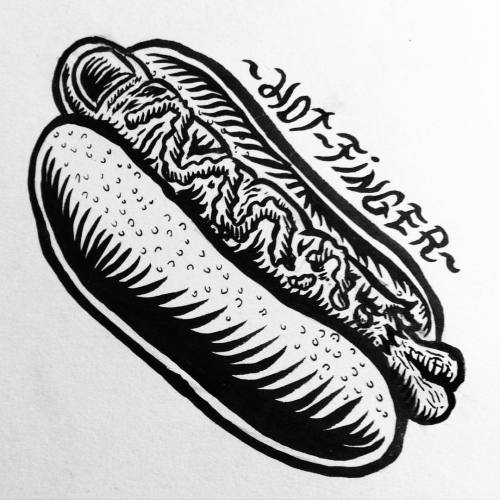 Hot Finger #hotdog #homey #sausage #frank #blackandwhite #illustration #tattoo #sketch sketchbook #i