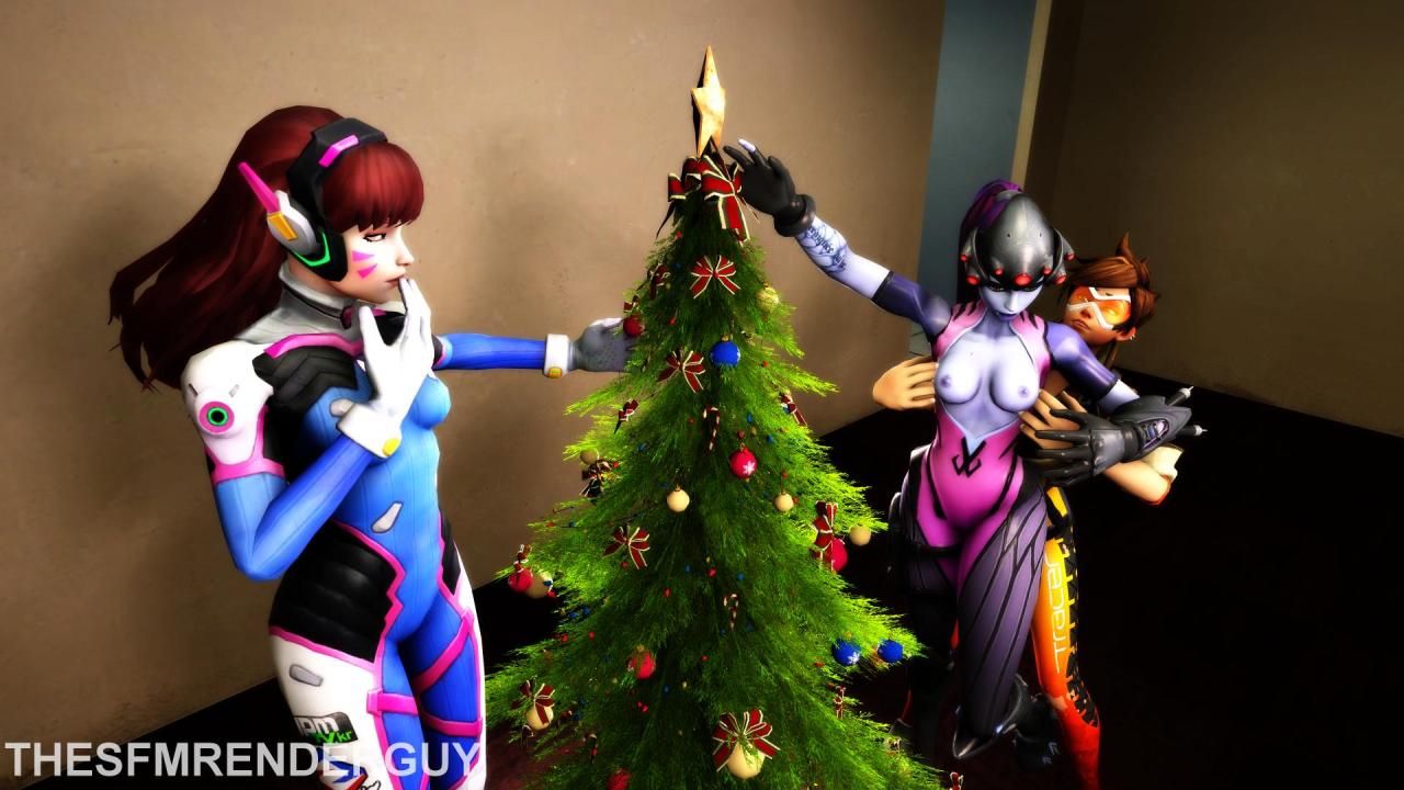 thesfmrenderguy:  Overwatch girls dressing a Christmas tree (Christmas special set)