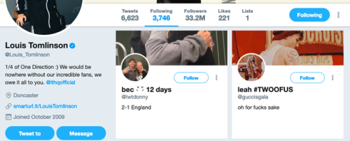 Louis’ recent follows on Twitter - 03/03