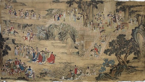 Chinese silk scroll painting, attributed to Fei Danxu (1801-1850)
