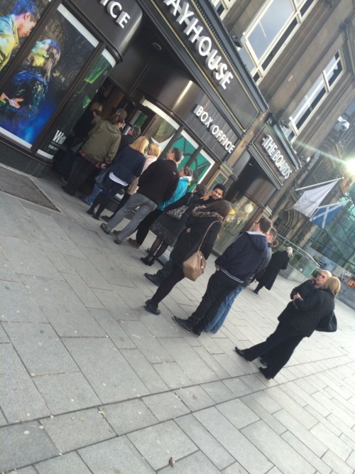 People lining up for the matinee show of Riverdance in Edinburgh!