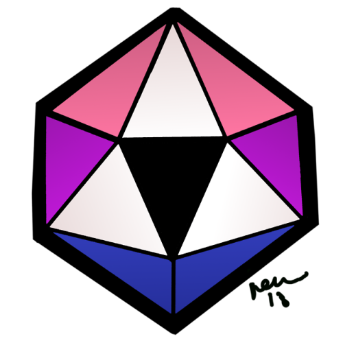 renniequeer:Genderfluid Pride D20. Stickers, etc., available via my Redbubble! &lt;3