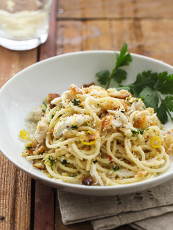 prettypasta:  Crab Spaghetti with Lemon Gremolata