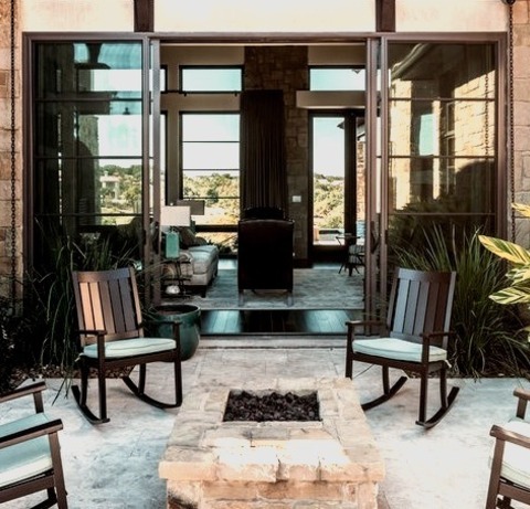 Concrete Slab - Transitional PatioPatio - Mid-sized Transitional Backyard Concrete Patio Idea With A