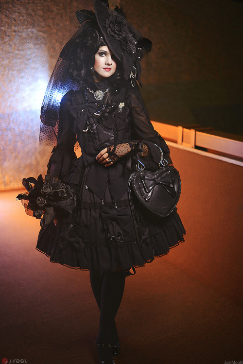 hide-vi:  My outfit for special fashion show organized by Gothic&Lolita festival for J-FEST 2014. Thanks JustMoolti for photos! Dress, shirt - Angelic Pretty, hat with veil, gloves - handmade by me, bag - BtSSB 