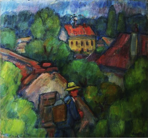 Landspace with a Walking Figure, 1920, Kmetty JanosMedium: oil