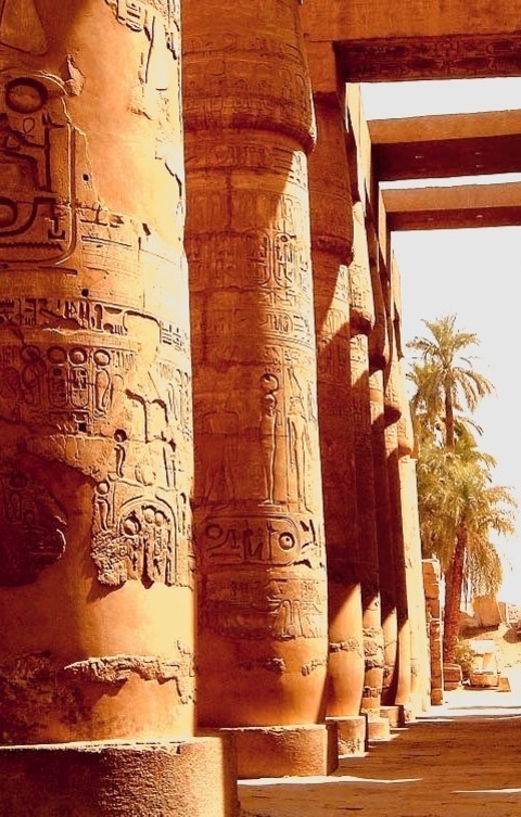 The Ancient Columns Of Karnak Temple Near Luxor, Egypt