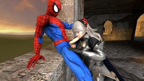 loverlassysponk: Corrin giving Spider-Man a Blowjob