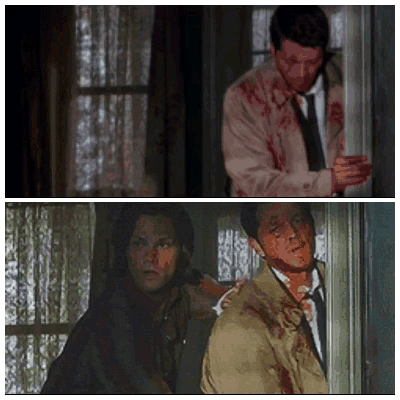 our-mislead-universe:Actual scene vs gag reel