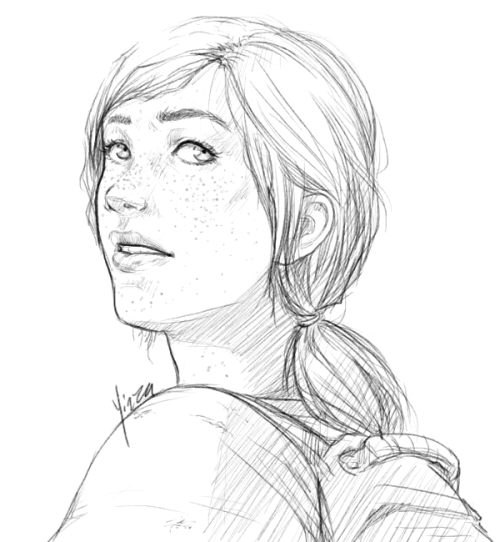 Patreon reward sketch of Ellie from The Last of Us. I got disproportionately excited about this requ