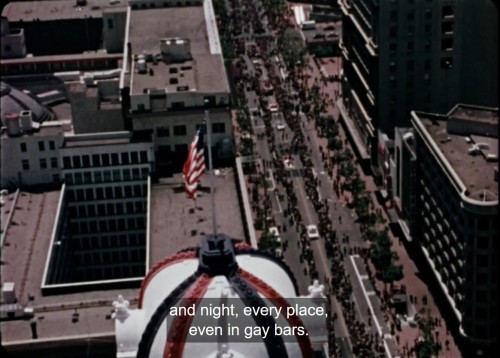 ledbythreads:alpacinose:Gay USA (1977) dir. Arthur J. Bressan Jr. The text is from a poem by Black 