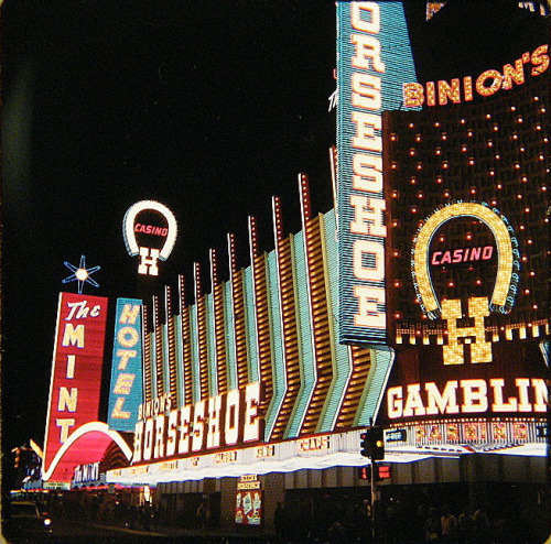 grayflannelsuit:  Las Vegas casinos at night, 1965.