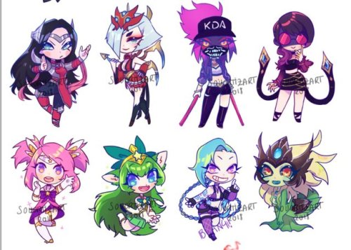 souortizart: #LeagueOfLegends chibi set :D! Some of my fav champions and their skins ! I needed