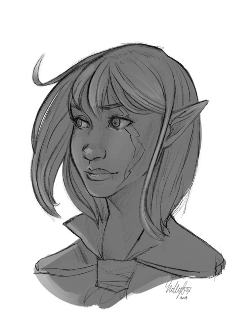 Sketch commission for @senatani of their dark elf Kiiva. I’m doing these for a cheap cheap $10 right
