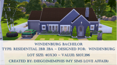 mysimsloveaffair:Windenburg Bachelor (more pictures available on my website)Type: Residential – (2 b