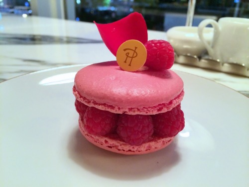 Tasty Ispahan at the Pierre Herme cafe in Aoyama. It&rsquo;s a giant macaron w/ whole raspberries, l