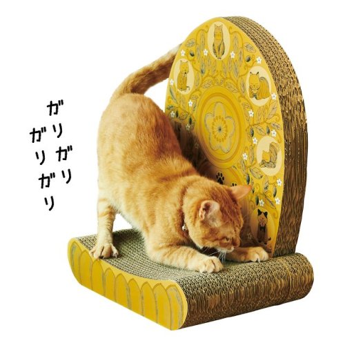 Buddhist kohai (halo) cardboard seat by Nekobu, for cats with a divine streak (= all cats ;) )