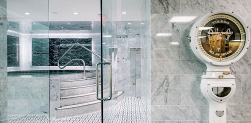 Men’s locker room shower at the Cambridge Club in Toronto, Canada.An absolutely stunning facility th