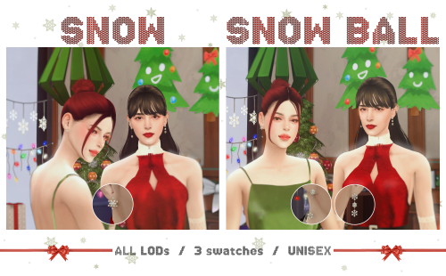 oje0126: [Sims 4 set] Mons Collab*The backside of SNOW EARRING is black because of my poor hands&nbs