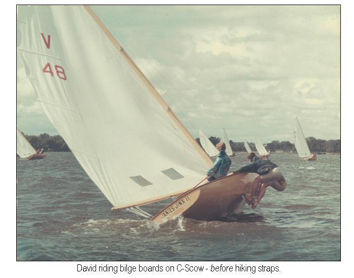 Old style scow sailing