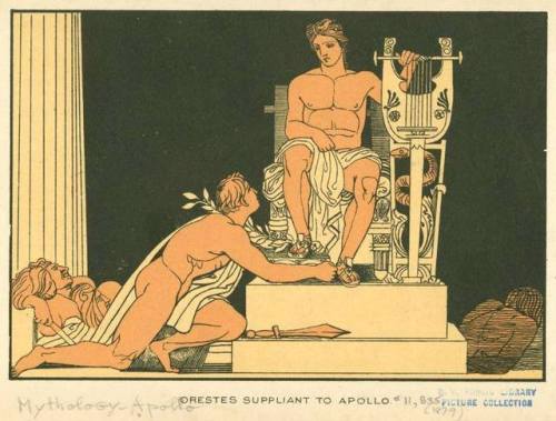 enchantedbook:Orestes suppliant to Apollo by John Flaxman, 1879 (lithograph)