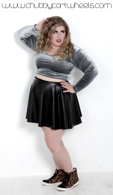 chubbycartwheels:  Faux Leather Skater Skirt now available in 1x-5x on www.chubbycartwheels.com