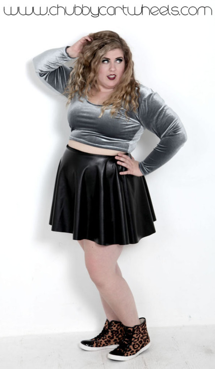 Porn photo chubbycartwheels:  Faux Leather Skater Skirt