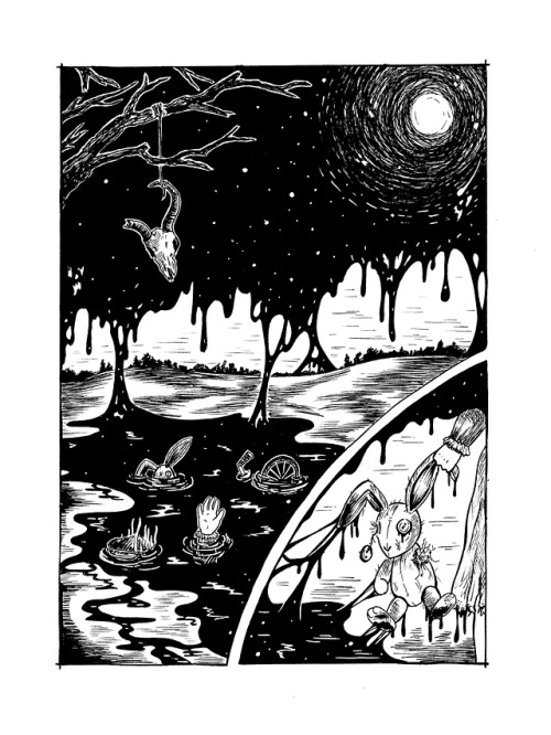 thelovelycreature: Sticky Darkness This illustration was created around the theme of ‘Horror&r