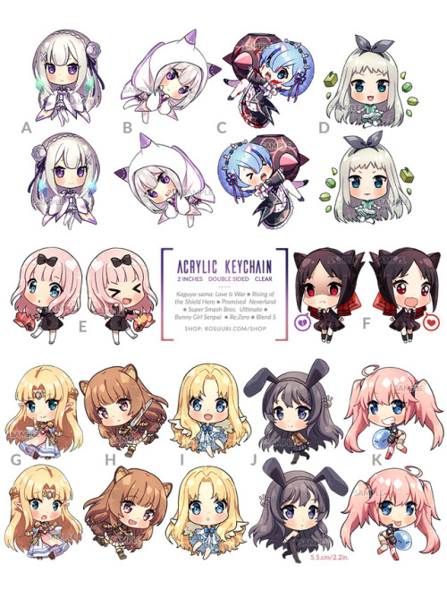  New keychains and standees up for preorder! SHOP: https://www.rosuuri.com/shopBulk discount on pr