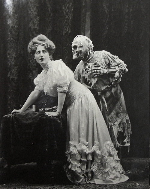 vintagegal:  A Vaudeville performance based on the old English ballad “Death and the Lady”. Photographed by Joseph Hall, 1906 (via) 