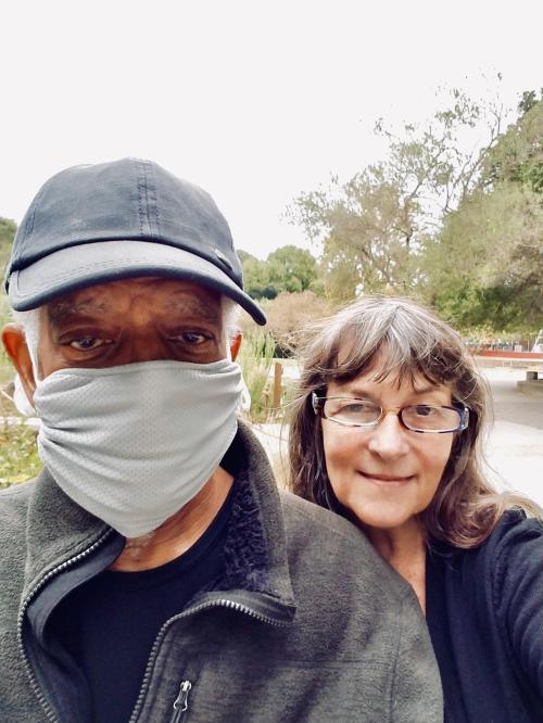 Me and my husband on a walk five days after I donated him a kidney in 2018.