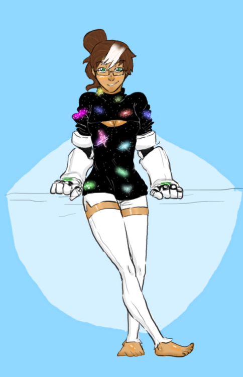 Colette in a cosmic sweater.