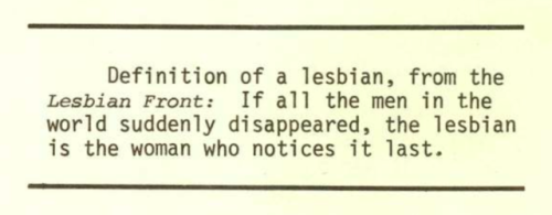 lesbianherstorian:found in pointblank times: a lesbian/feminist publication vol. 2 no. 7, december 1