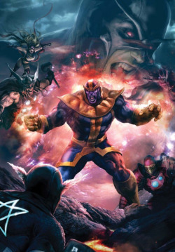 extraordinarycomics:  Thanos vs The Avengers by Aleksi Briclot.